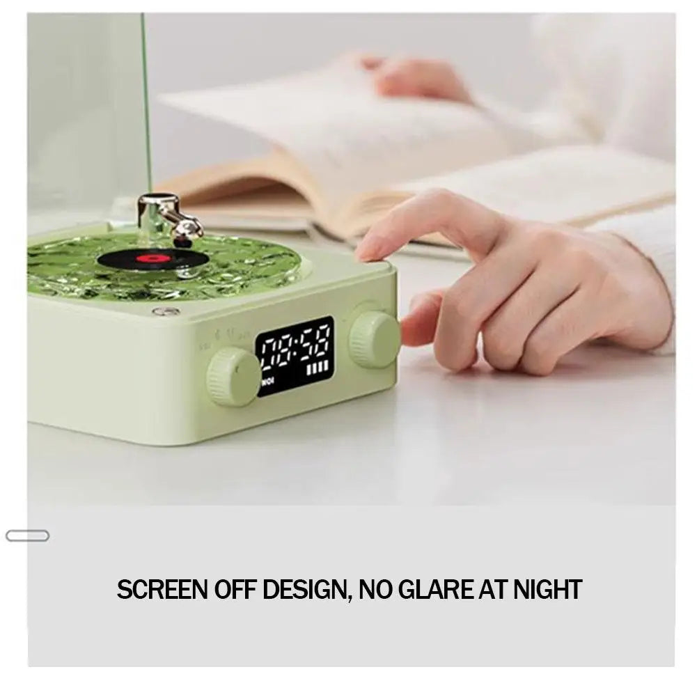 Waves Bluetooth Vinyl Player Speaker with White Noise Functionality and RGB Lighting - Retro Turntable Design for Enhanced Sleep Aid