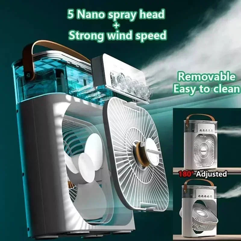 Portable Hydrocooling Air Conditioner Fan with Adjustable Water Mist and 3 Speed Settings for Home and Office Use
