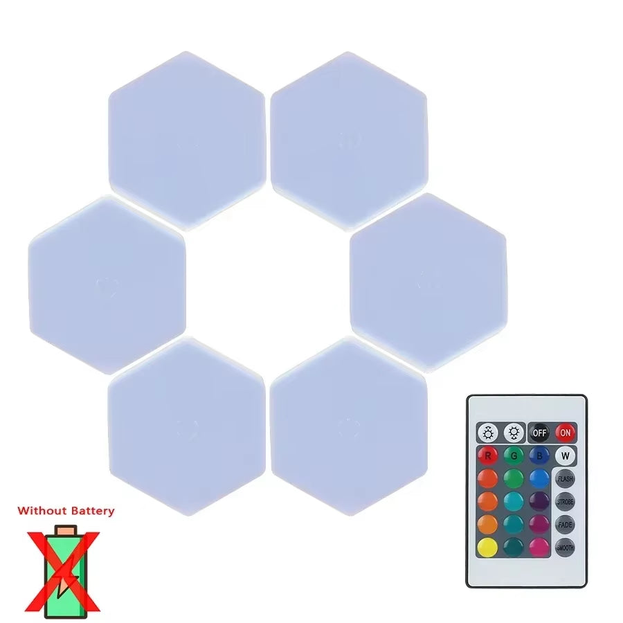 6-Piece Touch Control Hexagonal LED Wall Light Set - Honeycomb Touch Sensitive Night Lights