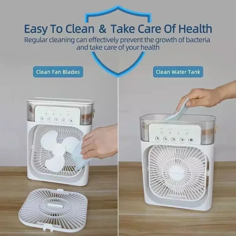 Portable Hydrocooling Air Conditioner Fan with Adjustable Water Mist and 3 Speed Settings for Home and Office Use