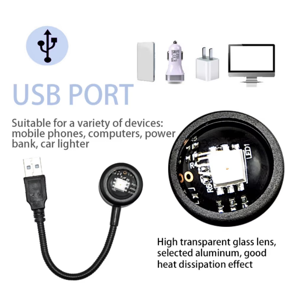 LED Sunset Lamp Projector - USB Rainbow Neon Night Light for Bedroom Decor and Photography Atmosphere Lighting Gift