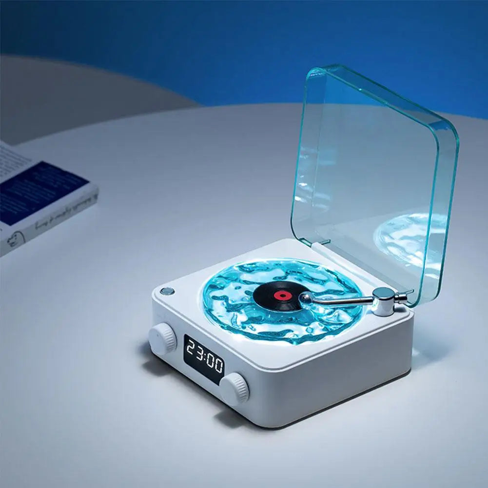 Waves Bluetooth Vinyl Player Speaker with White Noise Functionality and RGB Lighting - Retro Turntable Design for Enhanced Sleep Aid