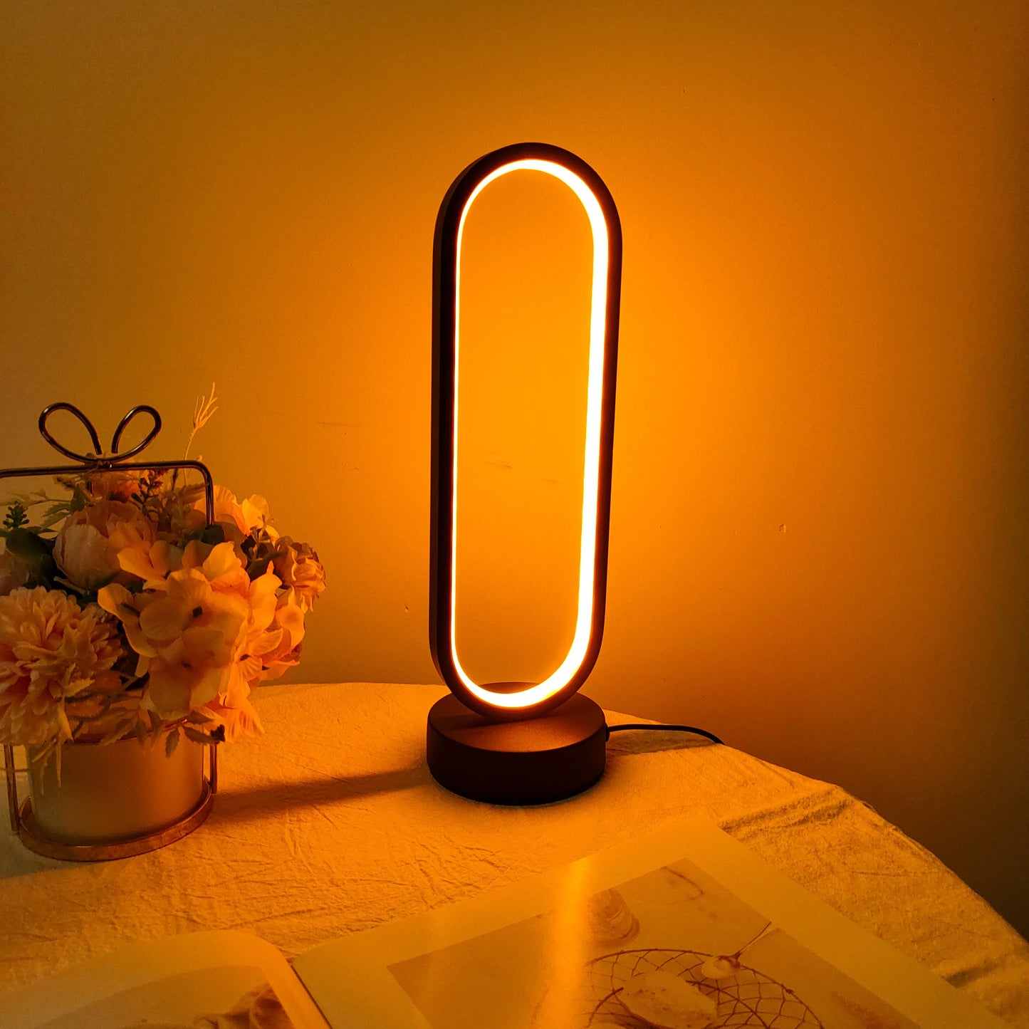 LED Ring Lamp with Three-Color Dimming for Bedroom and Living Room Night Light