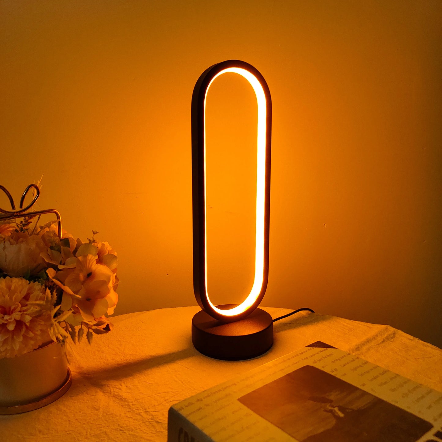LED Ring Lamp with Three-Color Dimming for Bedroom and Living Room Night Light