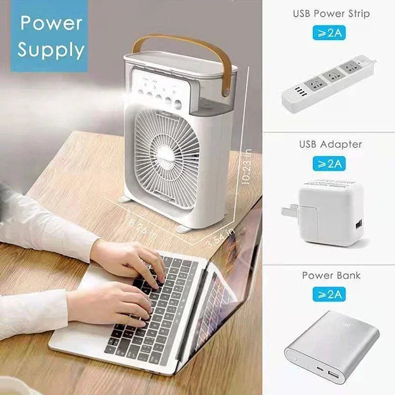 Portable Hydrocooling Air Conditioner Fan with Adjustable Water Mist and 3 Speed Settings for Home and Office Use