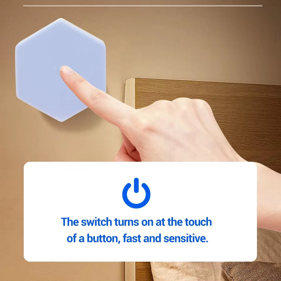 6-Piece Touch Control Hexagonal LED Wall Light Set - Honeycomb Touch Sensitive Night Lights