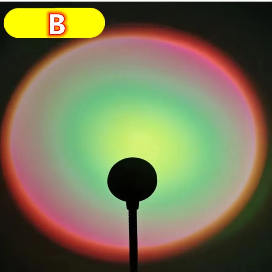 LED Sunset Lamp Projector - USB Rainbow Neon Night Light for Bedroom Decor and Photography Atmosphere Lighting Gift