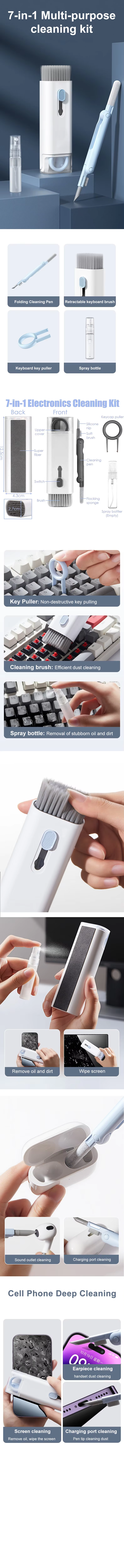 7-in-1 Comprehensive Cleaning Kit for Keyboards, AirPods, Headsets, Laptops, and Bluetooth Earphones