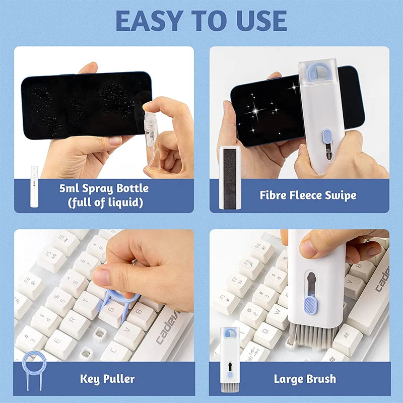 7-in-1 Comprehensive Cleaning Kit for Keyboards, AirPods, Headsets, Laptops, and Bluetooth Earphones