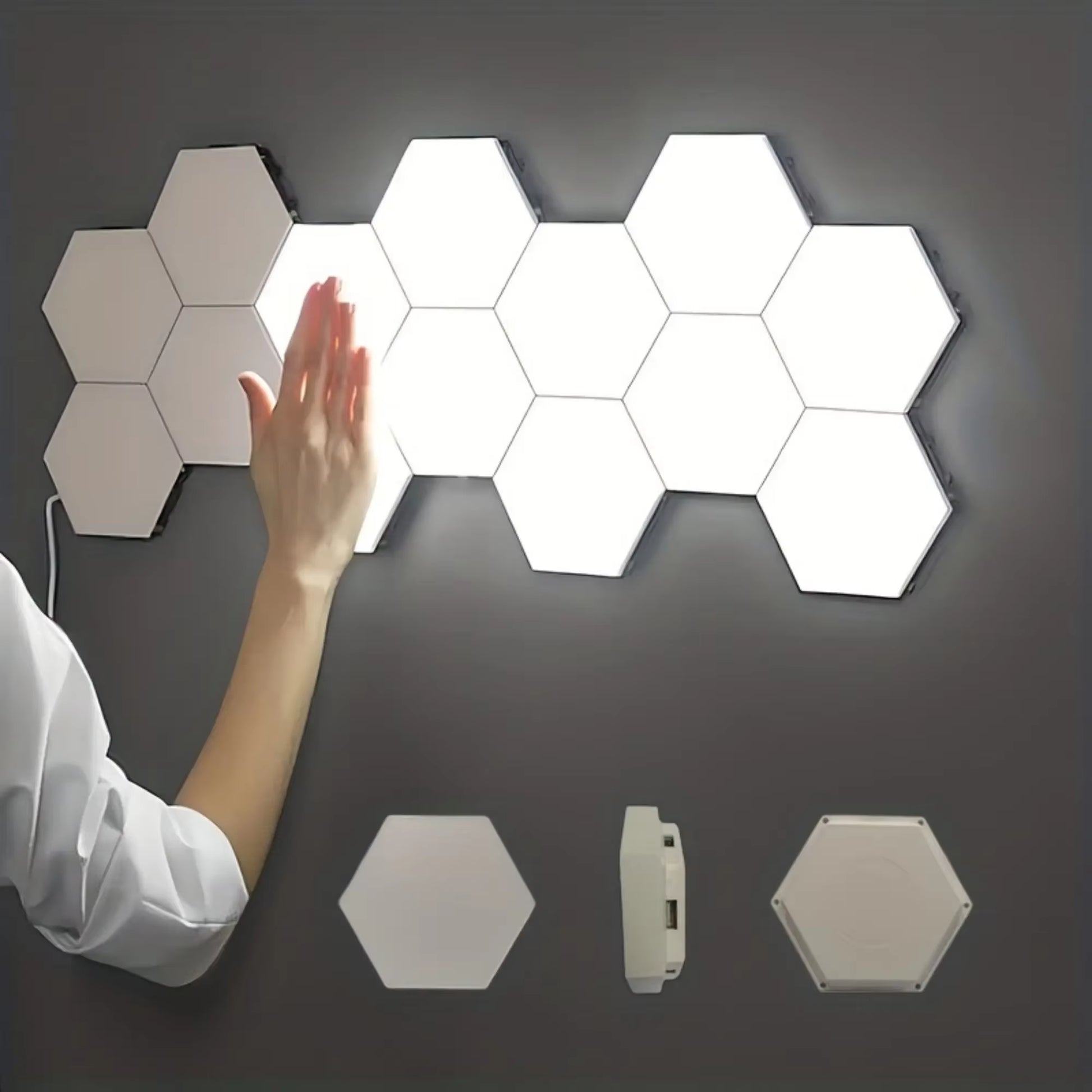 6-Piece Touch Control Hexagonal LED Wall Light Set - Honeycomb Touch Sensitive Night Lights