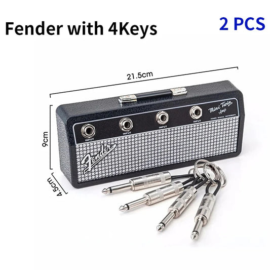 Fender Guitar Wall Mount Key Ring Holder - Vintage Music Key Storage Frame for Home Decoration and Gifts 2.0