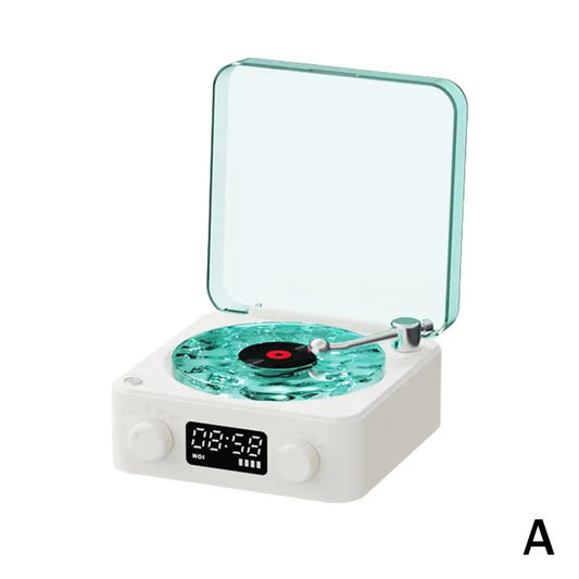 Waves Bluetooth Vinyl Player Speaker with White Noise Functionality and RGB Lighting - Retro Turntable Design for Enhanced Sleep Aid