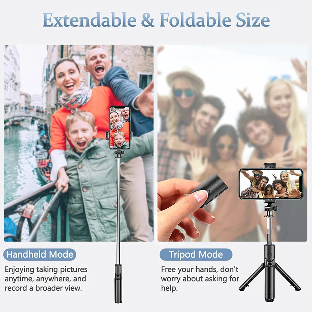 Extendable Wireless Bluetooth Selfie Stick Tripod with Remote for iOS and Android Smartphones
