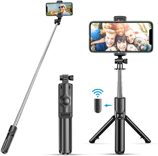Extendable Wireless Bluetooth Selfie Stick Tripod with Remote for iOS and Android Smartphones
